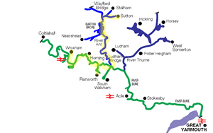 Map of northern Broads rivers